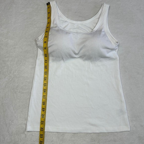 GU Ribbed Bra Top Tank White Built-in Padded Bra Large 271-351512 - Picture 3 of 6
